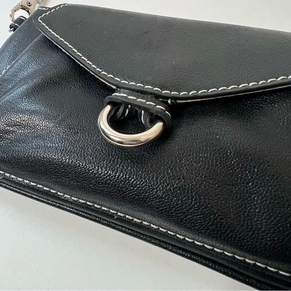 Liz Claiborne Black Vegan Leather Wristlet Clutch Wallet Purse